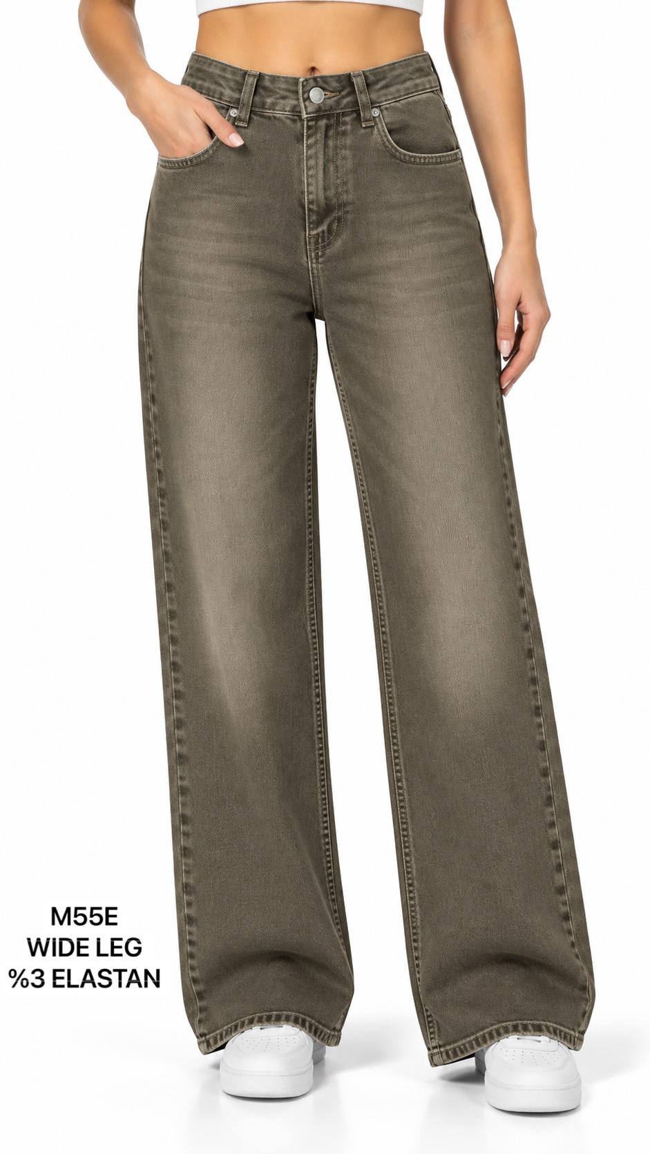 ELASTAN WIDELEG DENİM PANTOLON görsel 3